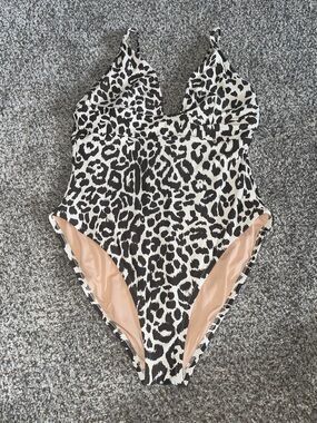 J. Crew Black and White Leopard One-Piece Swimsuit